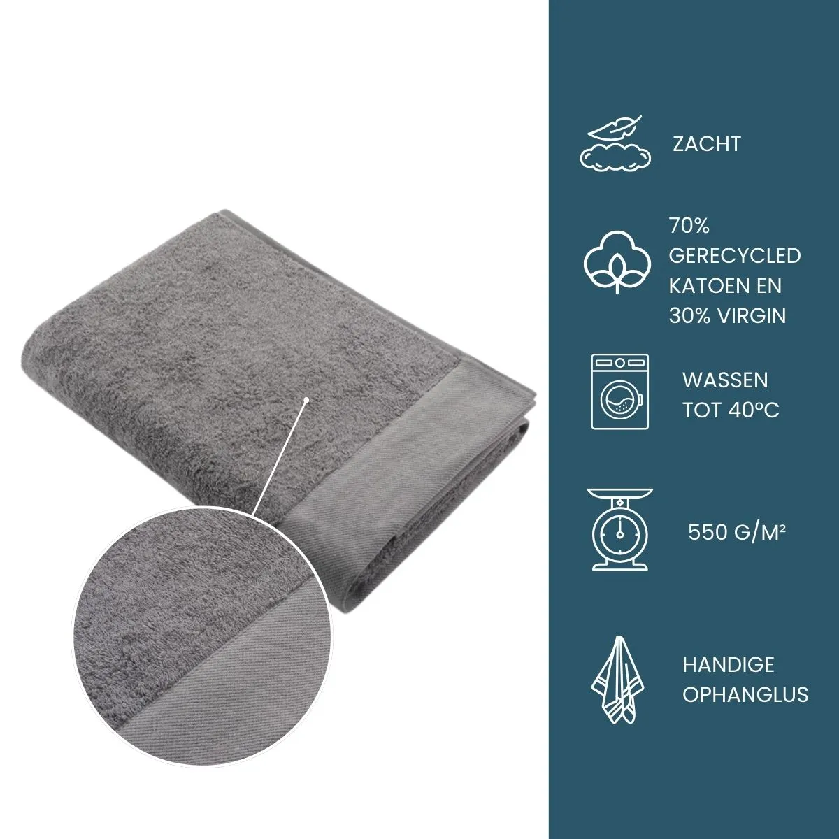 Walra Remade Cotton Handdoeken 70 x 140 cm - 550 gr/m² - Taupe - 5 stuks