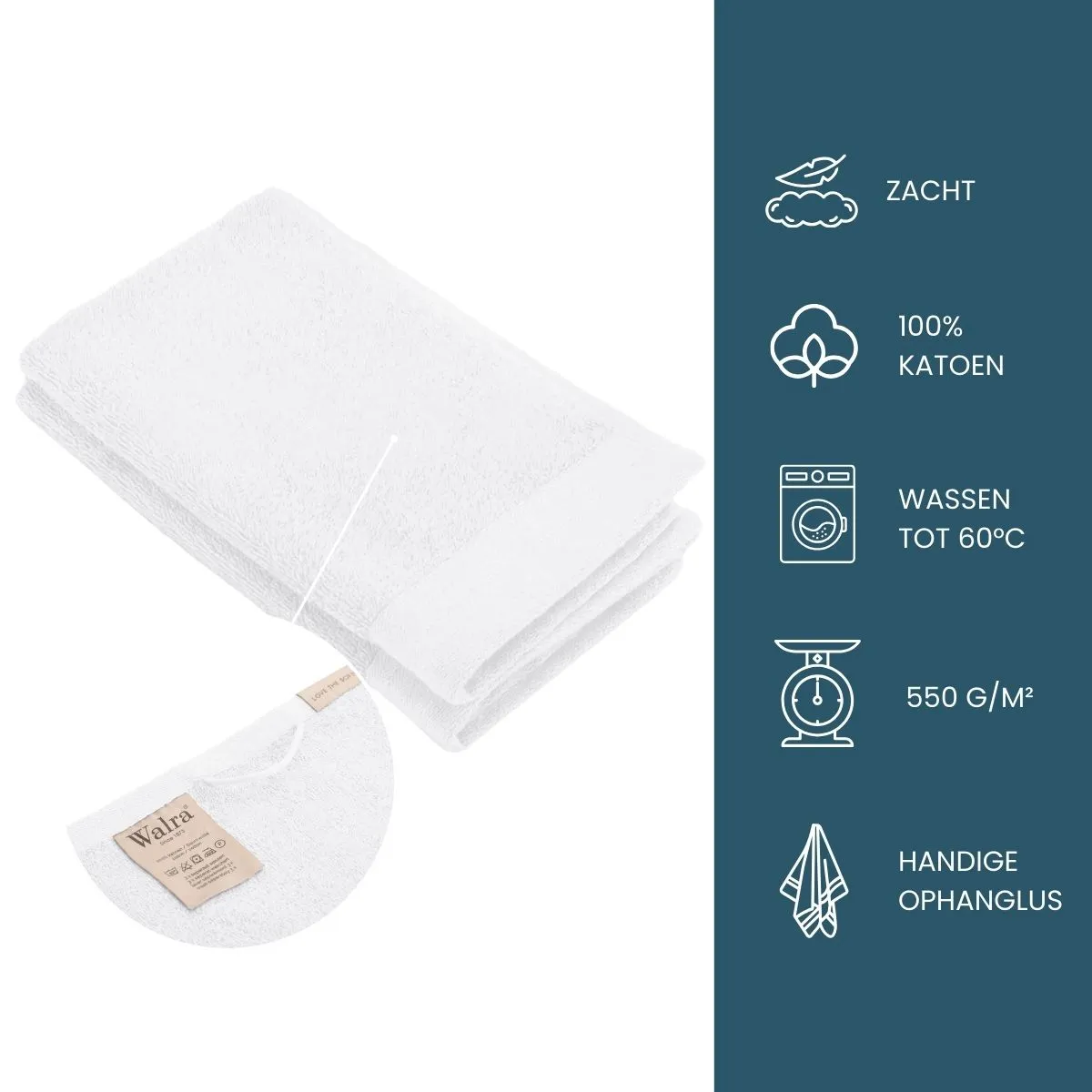 Walra Soft Cotton Gastendoekjes 30x50 cm 550gram White - 8 stuks