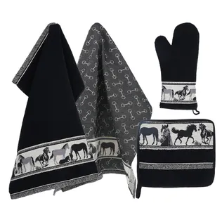 Bunzlau Castle Keukentextiel Set Horse Zwart