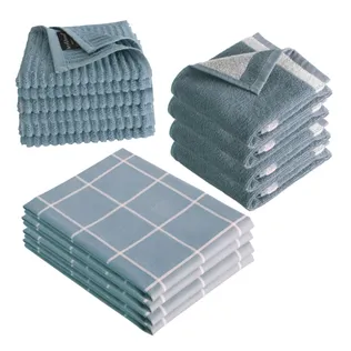 Byrklund Keukenset Clean & Dry Blauw - 14 delig - Theedoeken, Keukendoeken & Vaatdoeken