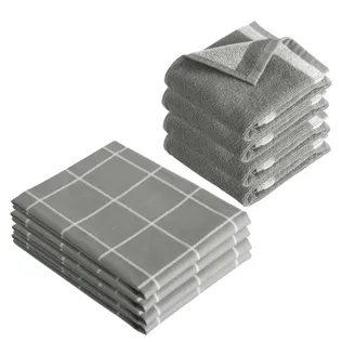 Byrklund Keuken- en Theedoeken set Do Dishes & Dry Hands Grijs - 8 delig