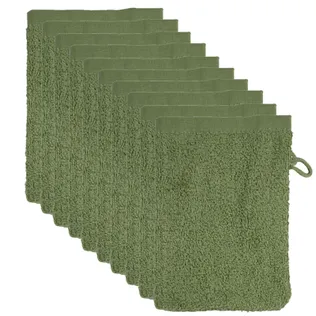 The One Washandjes Olive Green - 10 stuks